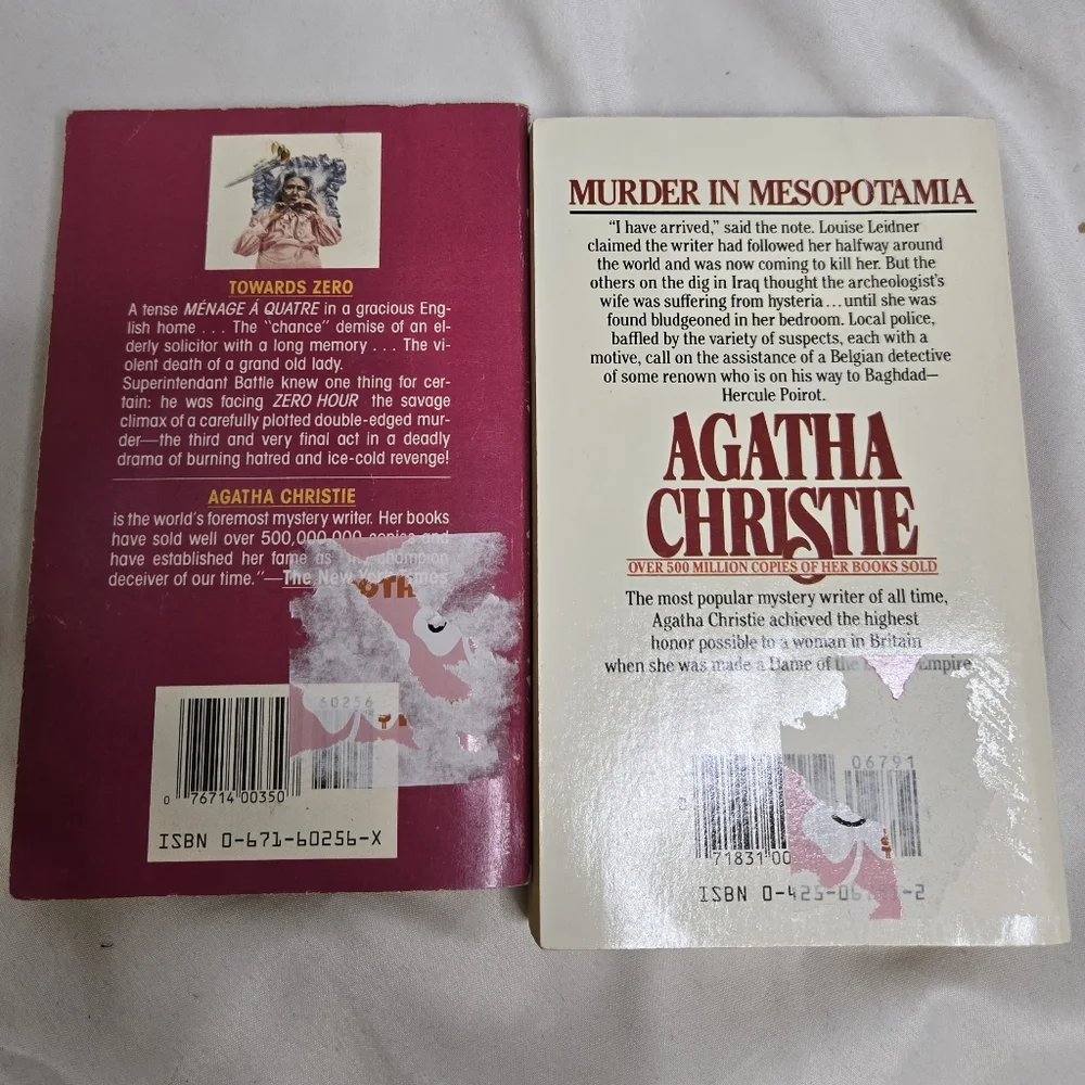 AGATHA CHRISTIE Murder In Mesopotamia and‎ Towards Zero novels mystery books vtg